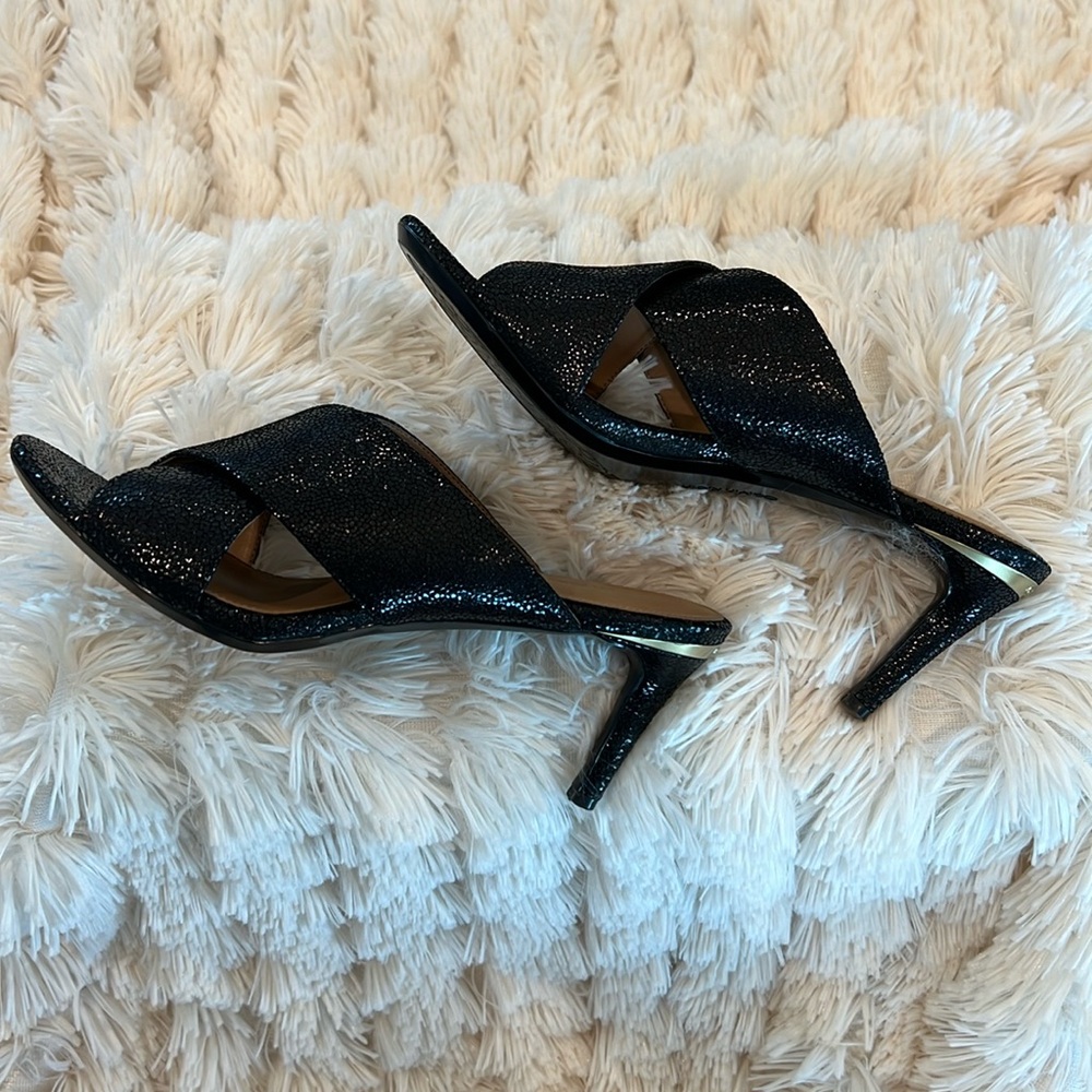 🎉Host Pick🎉Calvin Klein Womens Black High Heel Open Toe Slide Sandal - Size 9 - Picture 6 of 13
